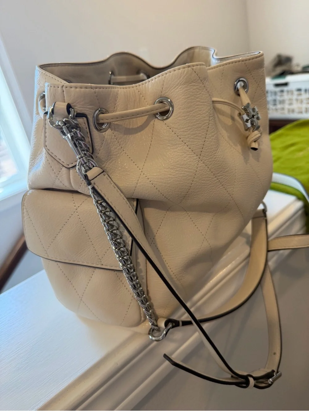 Tory Burch Quilted CHARLIE drawstring bag
